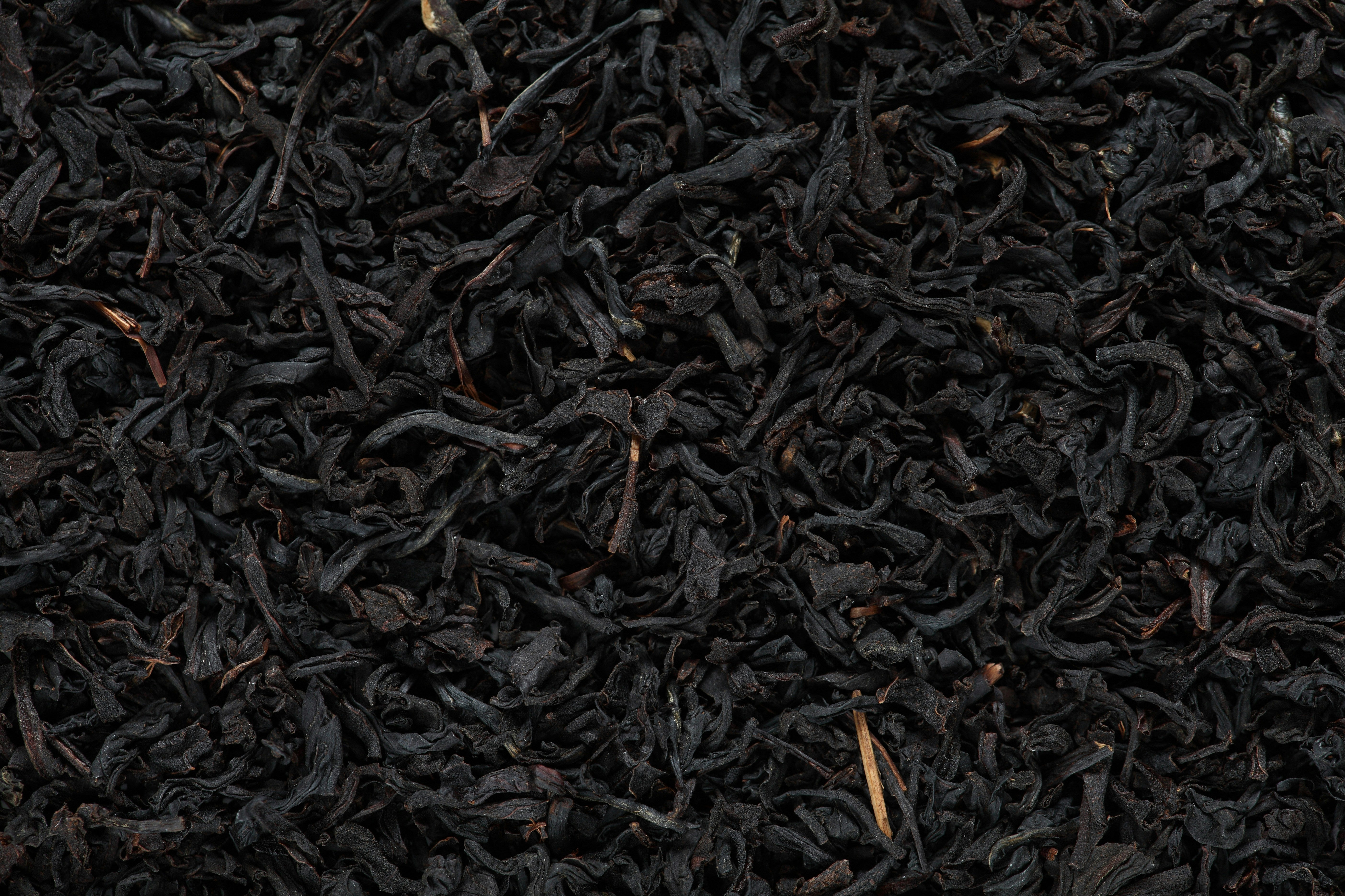 Close detail of black tea leaves